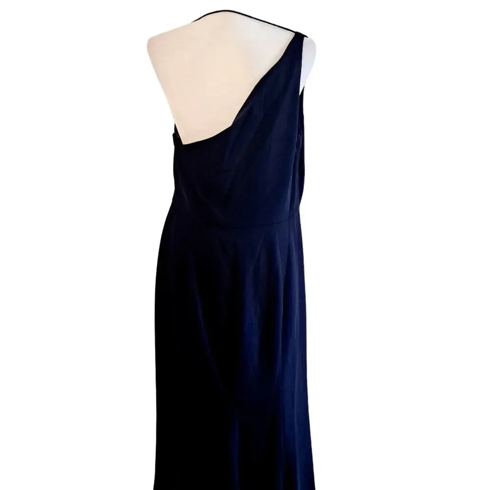 After Six Full Length One Shoulder Cowl Neck Dress